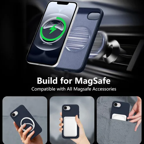 Vista 512 de Funda magnética de silicona para iPhone 13 Pro, color blanco antiguo [Compatible con Magsafe] [Forro de microfibra suave antiarañazos], funda