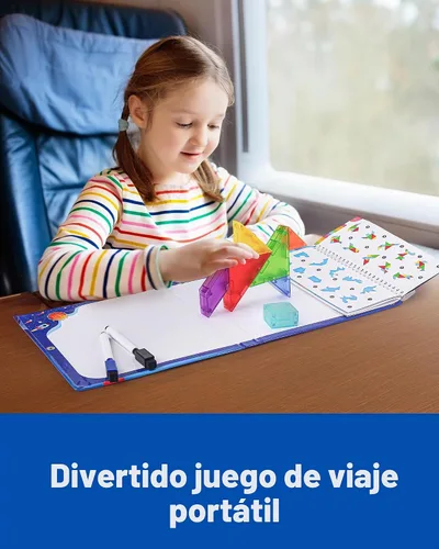 Vista 5 de Rompecabezas Tangram Magnético de Viaje Coogam con Bloques de Construcción 3D, Libros de Rompecabezas de Escritura en Forma de Patrón para Viajes