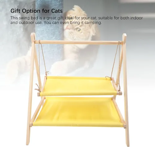 Vista 7 de Cama elevada para gatos de interior, cama de madera elevada para gatos con tela transpirable lavable, fácil de montar para interiores y exteriores