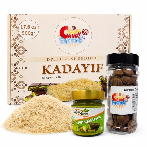 Vista 13 de Kadayif Premium Seco y Triturado 500gr (17.6 oz) para Masa de Repostería de Chocolate de Dubai, Masa de Hojaldre Kurutulmus Kadayif