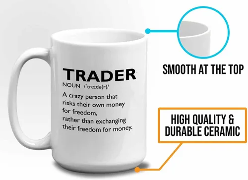 Vista 5 de Taza de café del mercado de valores – Definición del comerciante Crazy Person – Day Trader Brokers Asesor financiero Inversor Ahorro de oficina
