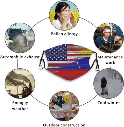 Vista 5 de Máscara de la bandera de Venezuela de Estados Unidos protege el sistema respiratorio respiratorio respiratorio con tranquilidad negro, Negro