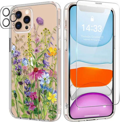 Vista 13 de bicol - Funda para iPhone 11 Pro Max con protector de pantalla y protector de lente de cámara - Diseños florales de moda para mujeres y niñas