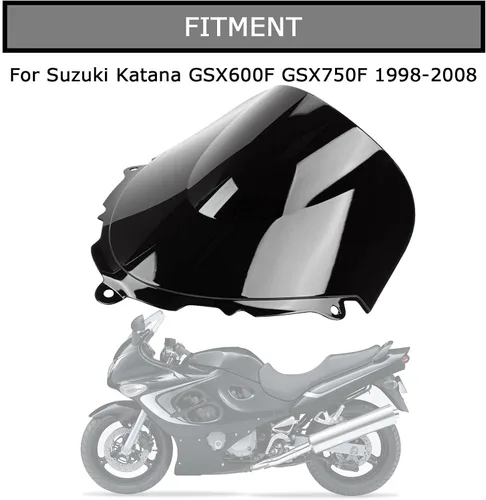 Vista 2 de Parabrisas PSLER de doble burbuja para Katana GSX600F GSX750F 1998-2008 Wind Deflection: Double bubble design redirects airflow over rider to
