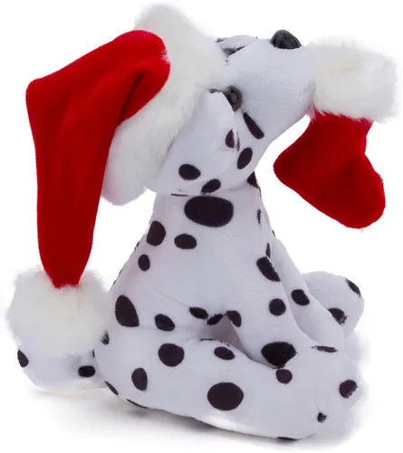 Vista 3 de Plushland Pawpal de Navidad con sombrero de Papá Noel, animales de peluche, marioneta de peluche de 8 pulgadas para niños, un regalo perfecto