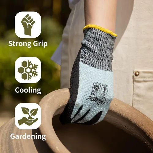 Vista 4 de Guantes de jardinería: refrescantes, finos, táctiles, guantes de jardín de trabajo al aire libre para mujeres, herramienta de jardinería