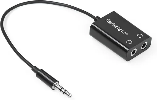 Vista 8 de StarTech.com Cable de extensión de audio de 0.138 in – Cable divisor de audio delgado y extensor de auriculares – macho a 2 cables AUX hembra