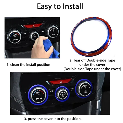 Vista 5 de Auovo Cubiertas de Anillo Exterior para Perilla de Control del Clima AC Accesorios para Subaru Crosstrek 2018-2022 2023 / Impreza 2017-2023