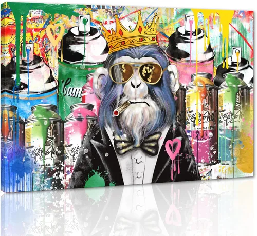 Vista 18 de Arte de pared de graffiti colorido póster impreso en lienzo creativo y moderno, pintura de graffiti de niña nunca te rindas, imágenes inspiradoras