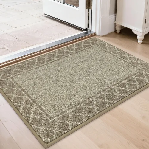 Vista 30 de BEQHAUSE Tapete para puerta atrapador de suciedad, antideslizante, absorbente, de bienvenida, de bajo perfil, lavable, para patas fangosas, entrada
