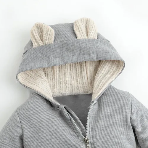 Vista 74 de Simplee Kids Enterizo con diseño de conejo de Pascua con capucha, para bebé, overol con cremallera y orejas largas