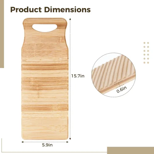 Vista 5 de Tabla de lavado de madera para lavar a mano, 15.7 pulgadas, de bambú, antideslizante, tabla de limpieza para lavado de manos, tabla de lavar a