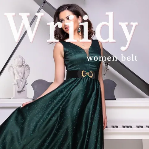 Vista 7 de Wriidy Cinturón elástico de lazo negro Mujeres Stretch Wasit Cinturones para vestido