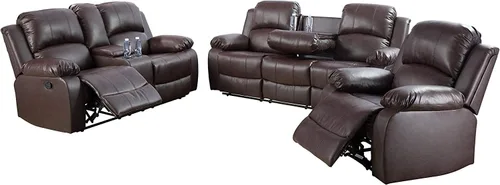 Vista 36 de Juego de muebles de cuero sintético para sala de estar, juego de sofá reclinable, sofá de dos plazas, juegos de muebles para sala de estar, sofá