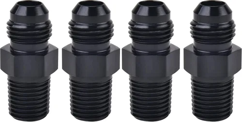 Vista 25 de EVIL ENERGY 3AN macho acampanado a 1/4" NPT tubo adaptador de ajuste de 90 grados aluminio negro 2 piezas