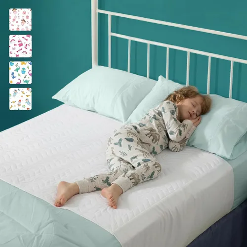 Vista 13 de IMPROVIA® Almohadillas para orinar para niños, impermeables, reutilizables, lavables, absorbentes, antideslizantes, diseño de dinosaurio