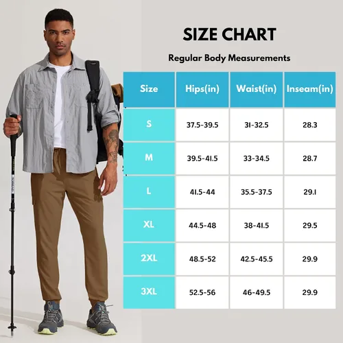 Vista 6 de Willit Pantalones deportivos de senderismo para hombre, ligeros, de secado rápido, con bolsillos con cremallera