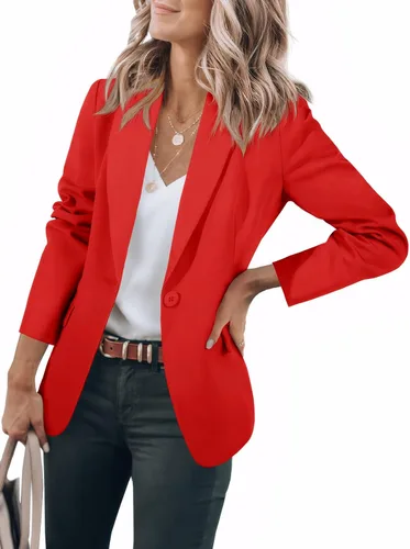 Vista 18 de Cicy Bell Blazers casuales para mujer, de manga larga, para el trabajo Albaricoque