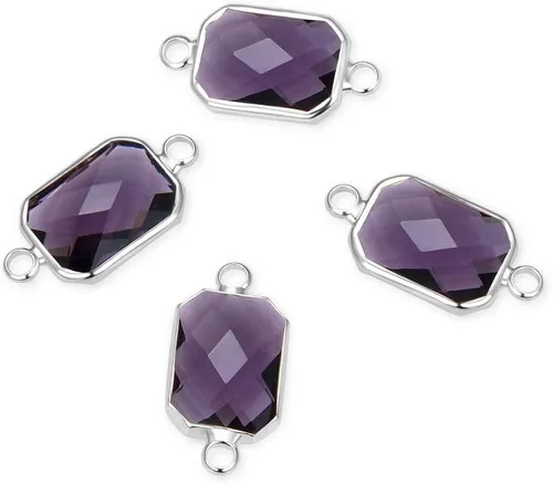 Vista 26 de Adabele 5pcs grado A abril diamante claro piedra natal conector rectángulo de corte radiante enlace 0.551 in plateado plata cristal Rhinestone Bead