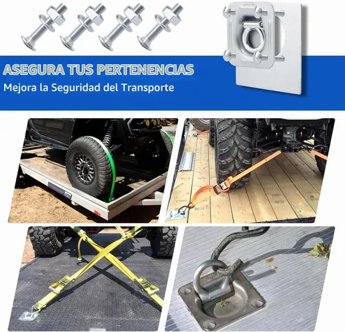 Vista 2 de SPARKWHIZ Kit de Anclajes de Anillo en D Empotrado, Ancla de Remolque Resistente con Sierra de Corte para Camiones de Remolque, Carga Plana