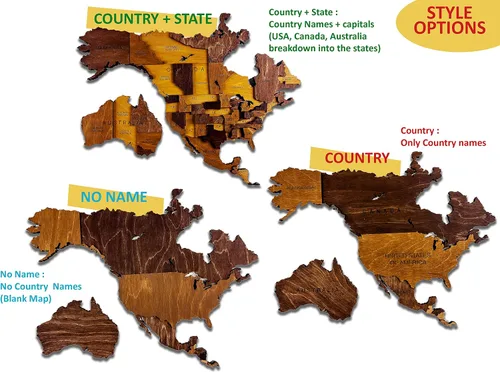 Vista 8 de World Map, Wood Map, Wall Art Decor, Wooden World Map, 3D World Map, Large Map, DarK Brown Wood Map, 3D Wood World Map, Housewarming Gift