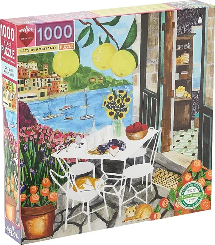 Vista 13 de eeBoo Rompecabezas de 1000 piezas con diseño de gato de naturalista para adultos, cuadrado de 23 x 23 pulgadas, fabricado con tablero reciclado