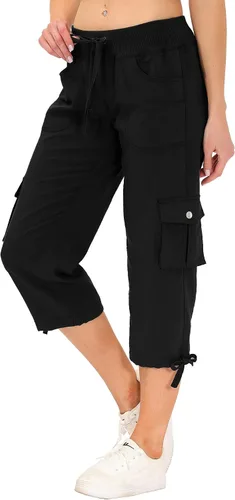 Vista 3 de MoFiz Pantalones de senderismo para mujer ligeros de secado rápido para exteriores atléticos viajes casuales holgados cómodos bonitos bolsillos Caqui