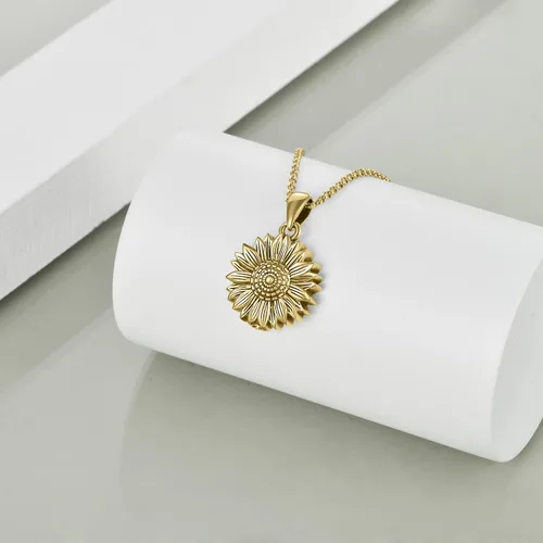 Vista 22 de Collar de urna de girasol de plata de ley para cenizas, joyería de cremación de flores rosas para cenizas