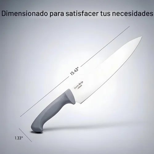 Vista 2 de Restaurantware - Cuchillo de chef de 10 pulgadas de acero inoxidable, mango ergonómico, agarre antideslizante, duradero, apto para lavavajillas