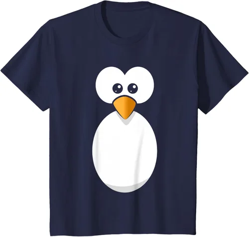 Vista 51 de Camiseta divertida con diseño de cara de pingüino o disfraz fácil, color negro, talla S