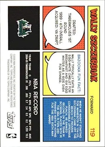 Vista 2 de 2005-06 Bazooka #119 Wally Szczerbiak NBA Basketball Trading Card
