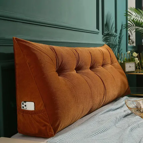 Vista 8 de Almohada triangular para cabecero, cojín triangular de color sólido, almohada grande de cuña para sofá cama, respaldo de dormitorio con funda de Azul