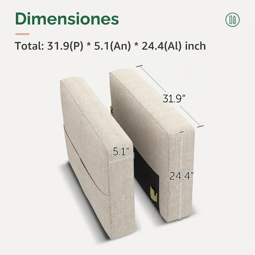 Vista 2 de HONBAY - Reposabrazos modulares para sofá cama modular, par de reposabrazos para sofá cama modular, color beige