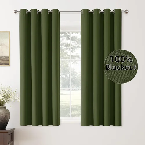 Vista 93 de ChrisDowa Cortinas 100% Opacas de Abedul Sólido de 45 Pulgadas de Largo, 2 Paneles para Dormitorio y Sala de Estar, Estilo Granja Oscurecedoras