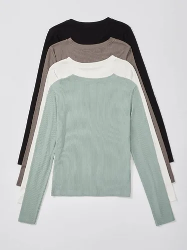 Vista 2 de Verdusa Camiseta básica de 4 piezas para mujer cuello redondo manga larga