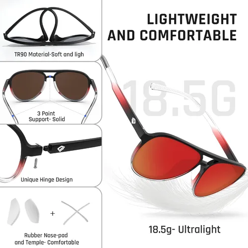Vista 3 de Anteojos de sol estilo aviador polarizados para hombre y mujer, lentes deportivos para pesca, navegación, playa, golf, conducción TR75