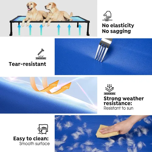 Vista 4 de Veehoo Cama elevada para perros a prueba de mordidos, cama elevada indestructible para masticadores agresivos, plataforma de entrenamiento Azul