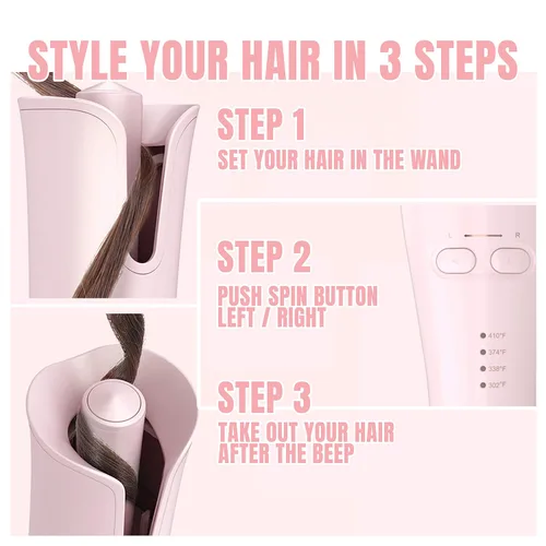 Vista 3 de Lena Rizador automático de pelo con rizador automático • Rizador iónico autorgiratorio • Lo mejor para cabello largo y mediano