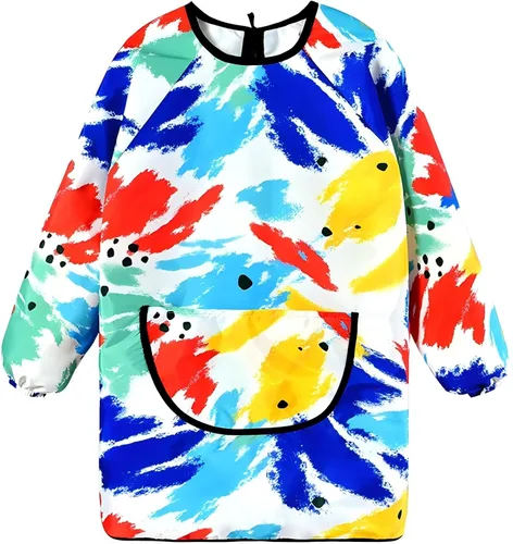 Vista 10 de Huahui Delantal de pintura infantil impermeable para niños Manga corta.