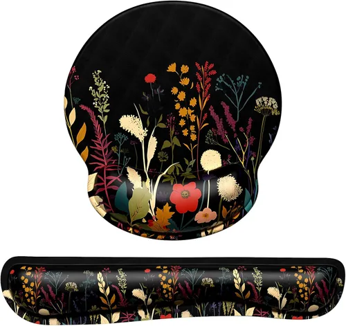Vista 22 de Reposamuñecas para teclado y alfombrilla para ratón con soporte de muñeca, bonito cojín de espuma viscoelástica para conjunto de teclado y ratón