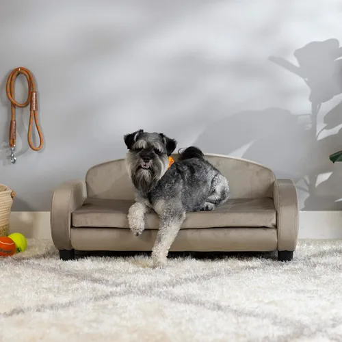 Vista 5 de Paws & Purrs Sofá elevado para gatos de interior con funda de colchón extraíble lavable para gatitos y perros, 35.5 pulgadas de ancho, color ceniza