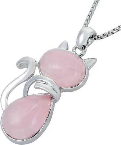 Vista 2 de TUMBEELLUWA Collar con dije de piedra de cristal curativo de gato, amuleto de chakra de energía animal, joyería hecha a mano para mujer