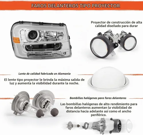 Vista 3 de AKKON - Para faros delanteros de proyector Chevy Trailblazer 2002-2009 LED DRL Daytime Running Light Chrome Housing Clear Lens Driver And Carcasa