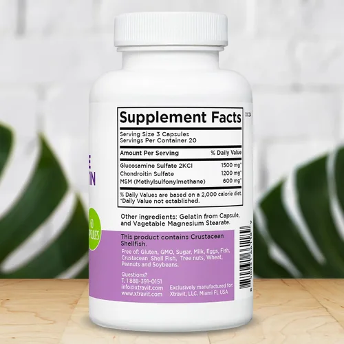Vista 2 de Glucosamina condroitina MSM - Suplemento natural de apoyo articular - Suplementos avanzados de reparación y alivio para hombres y mujeres - Vegano