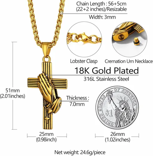 Vista 17 de Richsteel Collar de urna para cenizas, joyería de cremación, colgante de recuerdo conmemorativo con cadena