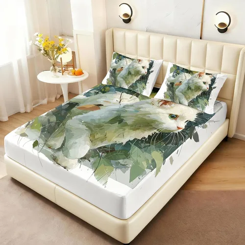 Vista 17 de AILONEN Lovely Bear - Juego de sábanas bajeras tamaño Queen, juego de ropa de cama con pajarita de dibujos animados para niños y niñas, sábana