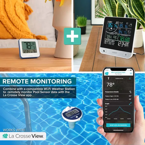 Vista 7 de La Crosse Technology 331-09667-INT Termómetro inalámbrico para piscina con pantalla LCD
