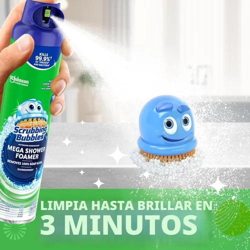 Vista 6 de Scrubbing Bubbles Mega limpiador en aerosol para baño y ducha, aroma a lluvia, 20 oz
