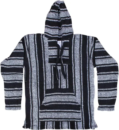 Vista 5 de Del Mex Sudadera mexicana estilo baja, poncho tipo sudadera con capucha, diseño de surf, estilo hippie, jerga