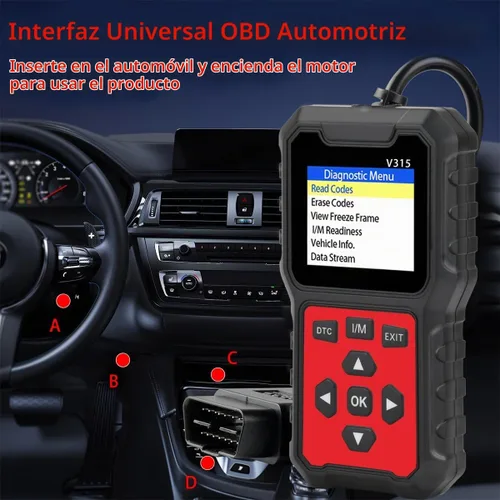 Vista 5 de V315 OBD2 Herramienta de diagnóstico, lector de código, herramienta de diagnóstico de luz de motor, probador de voltaje de batería, para coches